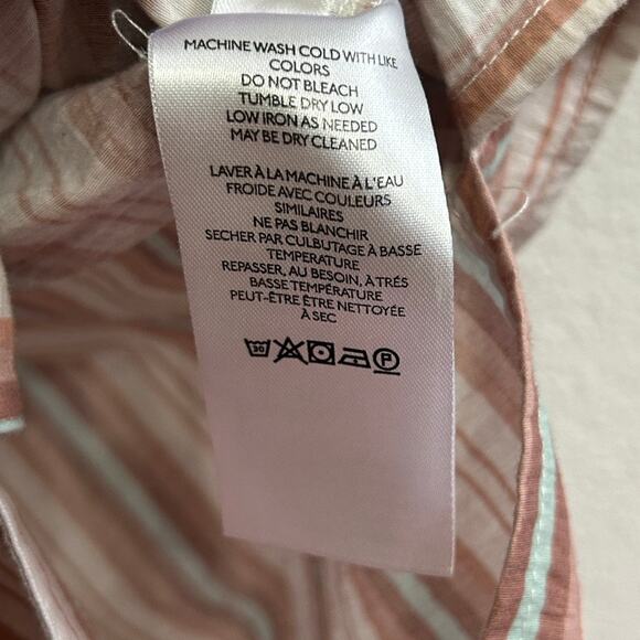 Free People Oversized Striped Button Down Top Coastal Casual Boho Small Oversize - Picture 7 of 7